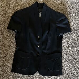 Banana Republic Black Short-Sleeve Blazer Jacket